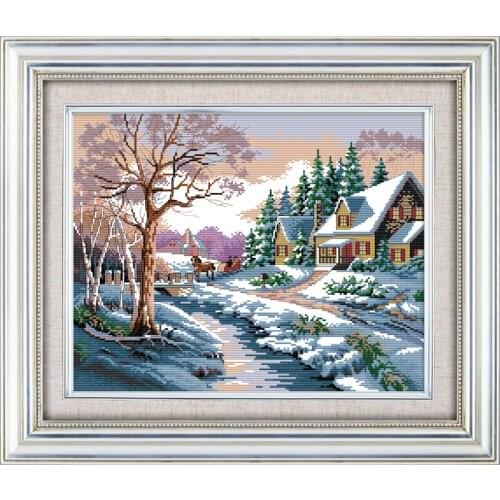 The Snowscape scenery Cross Stitch painting Beautiful Cross Stitch Fantasy Embroidery Needlewor fairy tale Cross-stitch Kit