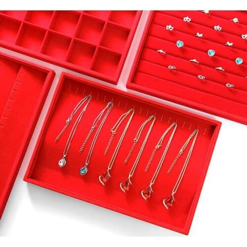 Red Velvet Jewellery Storage Box Jewelery Organizer Gift Packaging Jewerly Display Tray Jewellery Stand Various Model In Stock