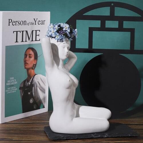 CREATIVE NORDIC INS CERAMICS ABSTRACT WOMAN NUDE FLOWER POT SCULPTURE FLOWER ARRANGEMENT CONTAINER HOME LIVING ROOM DECOR CRAFTS