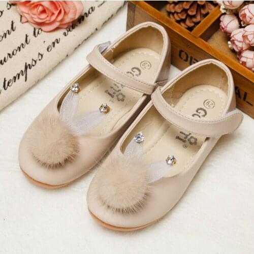 Sweet Girls Cute Rabbit Leather Shoes 2017 New Party Shoes for Girls Flower Wedding Children Single Student Princess Baby shoes
