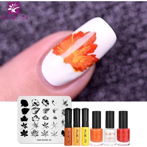 KADS Tree leaf overprint Nail Stamping SET Nail Stamp Plates Template Image Stencil Nail Stamping Plate Print stamp Polish