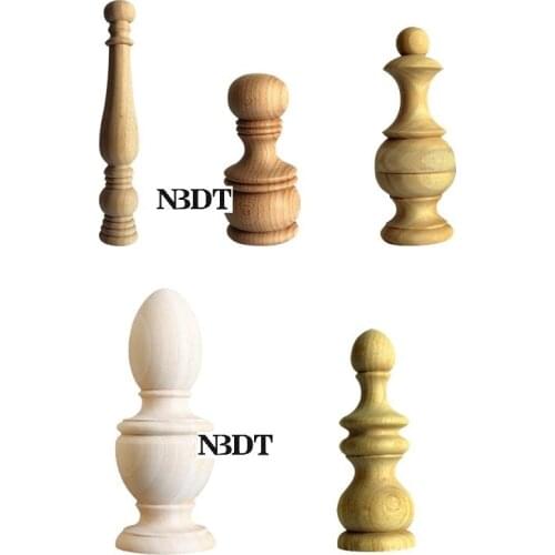 Unpainted Solid Wood Decorative End Finial Bed Handrail Furniture Architecture