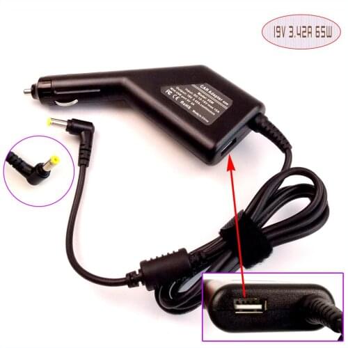 Laptop Car DC Adapter Charger Power Supply + USB Port for Acer TravelMate 313 330 500 517 520 521 522 523 524 525