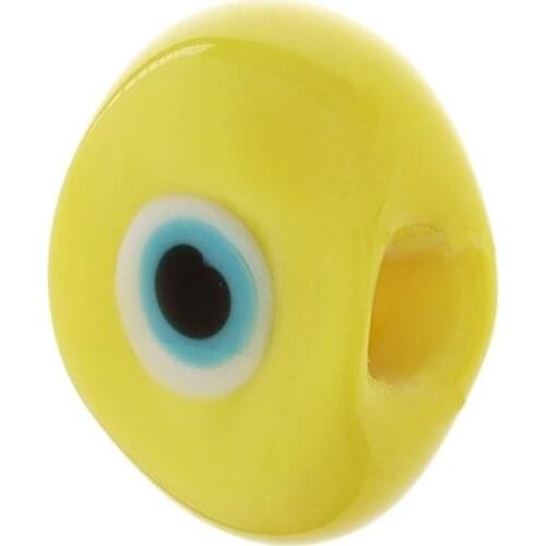Yellow Eye Evil eye bead Eye Necklace Bit Glass Hand Job End 1 Pcs Perforated