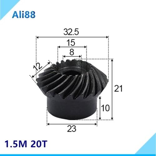 Precision spiral bevel gear1.5M20T 1.5 mod 20 teeth bore 8mm Transmission/speed ratio 1:1 CNC 3D 2 pcs /lot