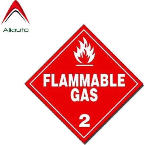 Aliauto Warning Car Sticker Funny Flammable Gas Decal Accessories PVC for Toyota Rav4 Hyundai Accent Vw T5 Turk Vw T4,13cm*13cm