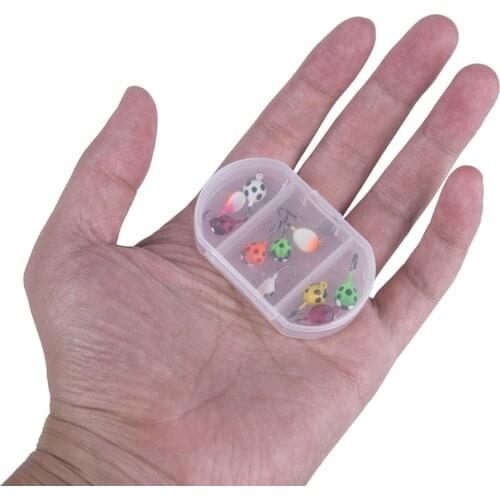 Goture 10Pcs/lot Ice Fishing Lure Jig Set,1-1.4g ladybug Shaped Winter Fishing Jig,Vertical Jiggging Bait For Perch Pike Walleye