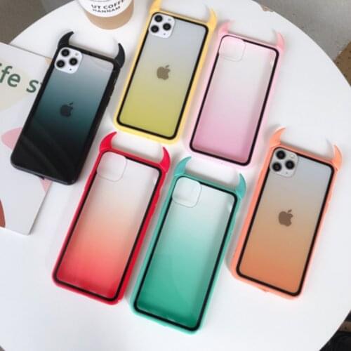 Halloween Costume-Devil Horn Gradient Clear Phone Case For iPhone 11 Pro XS Max XR X 7 8 6 6S Plus Transparent Fashion Cover