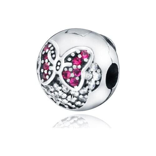 SALE! 925 Sterling Silver BeadsButterfly Pave Clip Fit Original Pandora Bracelets Women DIY Fashion Jewelry Gift