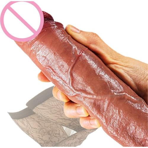 Skin Feeling Realistic Dildo Soft Sexy Double-layer Silicone Huge Penis Female Masturbator Suction Cup Dildos for Women Big Dick
