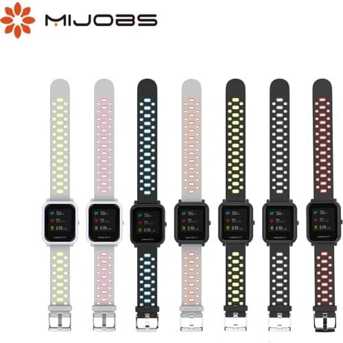 Mijobs 20mm Sport Amazfit Strap Silicone Wrist Strap for Xiaomi Huami Amazfit GTR Bip BIT Youth gts Smartwatch Correa