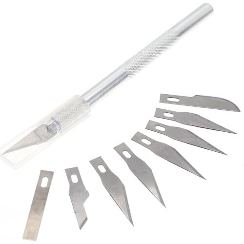 Wood Paper Cutter Craft Carving Pen Precision Cutting Knife with 9Pcs Blades Pottery Clay Sculpture Ceramics Tools