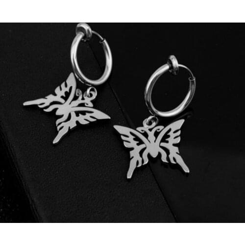 BT-S847 Stainless Steel Hollow Butterfly Earrings 2020 Korea New INS Popular Insect Ear Clips Girls Fashion Jewelry Accessories