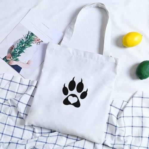 New Large Capacity Love Dog Paw Shoulder Canvas Bags Purse Harajuku Casual Messenger Bag Fashion Cute Cartoon Handbag Women Bag