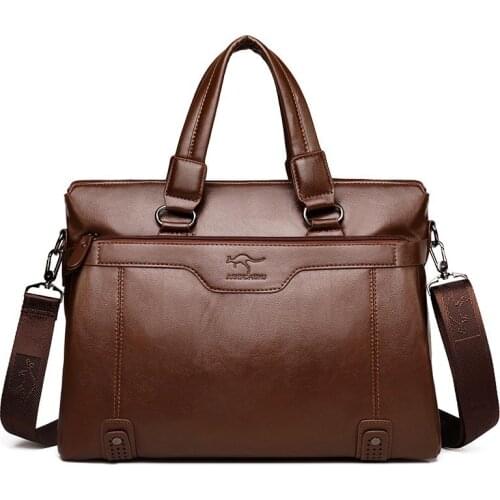 Business Mens Handbag Shoulder Bag Soft PU Leather Luxury Designer Male Messenger Bag Portable Fashion Business Mens Bag SAC