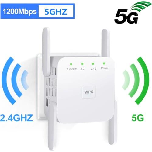 5Ghz WiFi Amplifier WiFi Repeater 1200Mbps Wifi Extender Long Range Wi fi Repeater Signal Wi Fi Booster 5G 2.4G