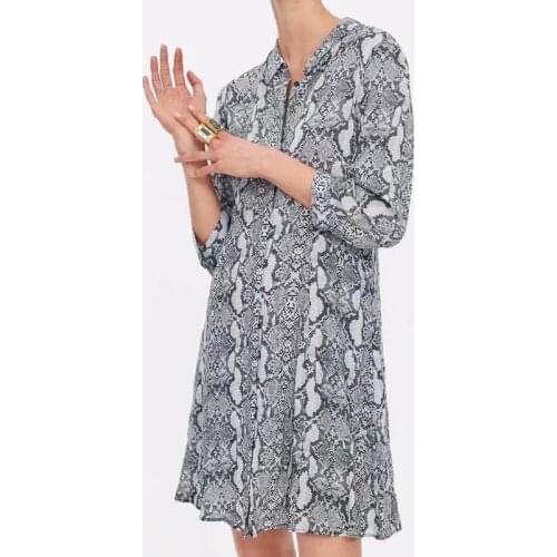 Women Summer Dress New Fashion Vintage Snake Prints Animal Pattern Modern Lady Retro Look Dresses Feminino Vestidos