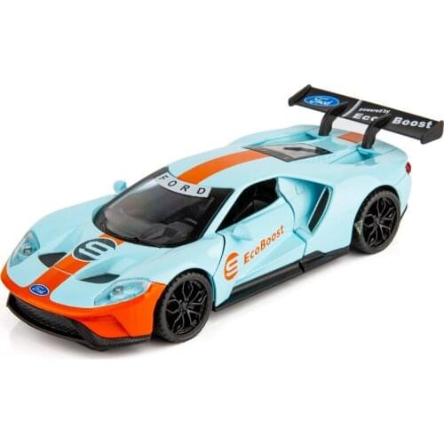 1:32 Car Model for Ford GT Alloy Car Model Open Door with Sound Simulation Sound Light Pull Back Car Sports Car Ornaments Gift