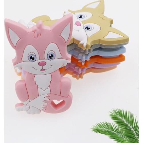 Kovict 1pcs Fox Baby Silicone Teether Food Grade Silicone Pendents DIY Pacifier Chain Accessories Baby Molar Toys