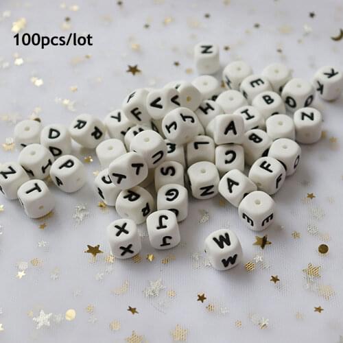 100Pcs Perle Silicone Letter Beads 12mm Baby Teether Bead For Jewelry Making DIY Necklace Toy Chewing Alphabet Bead Baby Product