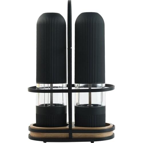 2Pcs Powerful Pepper Grinder Electric Kit Adjustable Coarseness Ceramic Burr Mill Spice Cumin Sesame Restaurant Tool