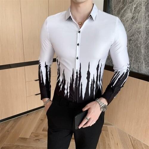 2021 Brand clothing Mens Hotel Style slim fit Casual business shirt/Male High quality color scheme Long seeve shirts S-3XL