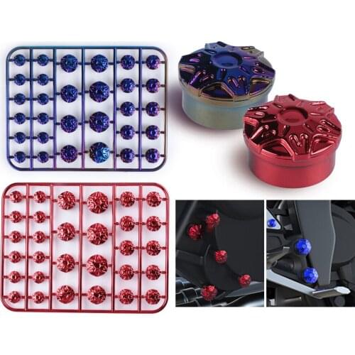 30PCS Motorcycle Red Blue Screw Nut Cap Covers Screw Nut Bolt Cap Cover For Yamaha Kawasaki Honda Motorcycle Styling