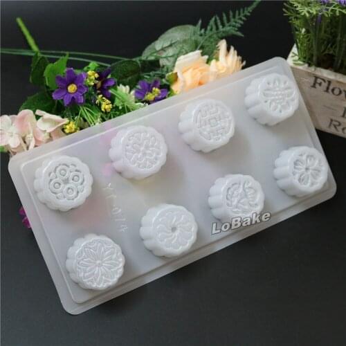5pcs/lot) New arrivals Chinese classical pattern flower designs Plastic Chocolate small mooncake cookie stamp Mold for bakery