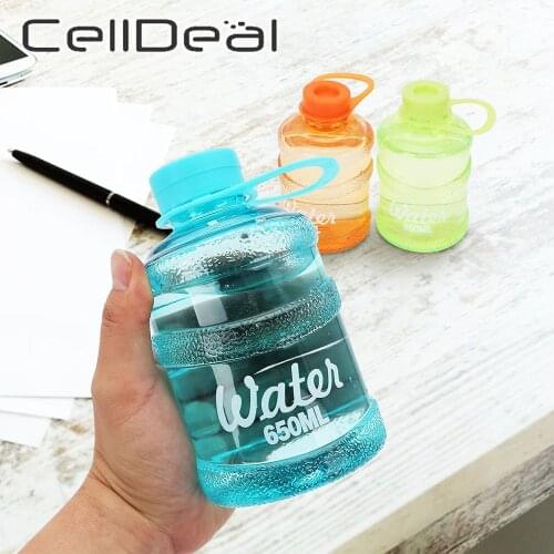 650ml Water Bottle Portable Bottles Creative Colorful Mini Bucket Plastic PC Water Bottles With Handle Portable Space Cup Bottle