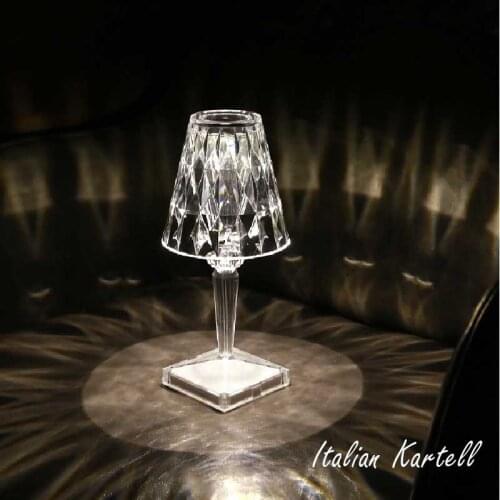 Acrylic Crystal Table Light Usb Italian Kartell Recharge Transparent Prism Desk Lamps Home Room Bedside Night Lamp Decoration