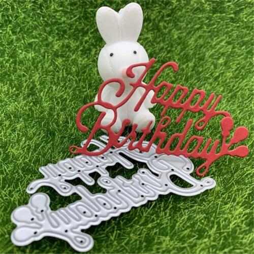 Happy birthday wishes English alphabet hand-embossed DIY album scrapbook greeting card decoration metal cutting mold