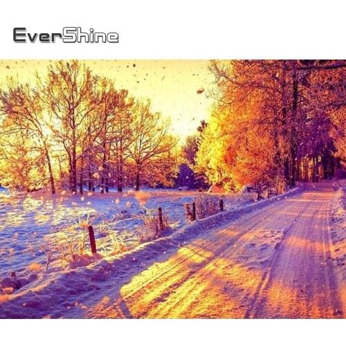 Evershine Diamond Embroidery Full Set Landscape Winter Pictures Of Rhinestone Diamond Painting Cross Stitch Scenery Decoration