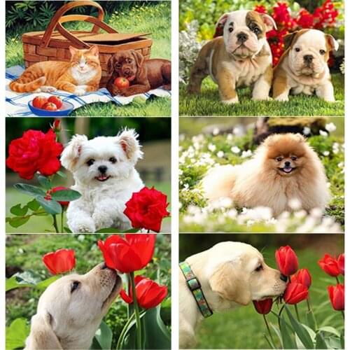 New 5D DIY Animal Diamond Painting Dog Diamond Embroidery Cross Stitch Full Square Round Drill Crafts Manual Art Home Decor Gift