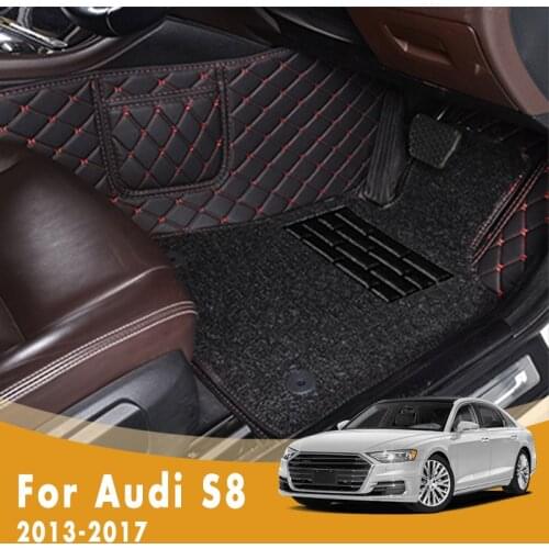 RHD Custom Car Floor Mats For Audi S8 2017 2016 2015 2014 2013 Luxury Double Layer Wire Loop Foot Pads Car Styling Carpets Cover