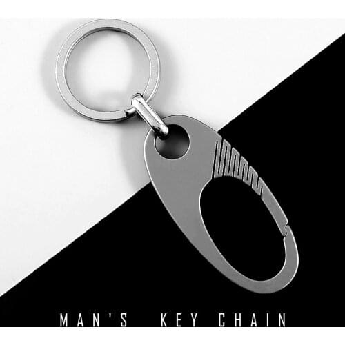Real Titanium Car Key Chain Men Creative Ultra Lightweight Titanium Keychain Hanging Key Rings Quickdraw Tool Best Gift for Men