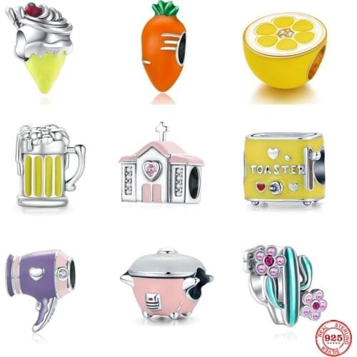 2021 New 100% Real 925 Sterling Silver Carrot Cake Cactus Charm Bead Fit Original Pandora Bracelets DIY Jewelry For Women Gift