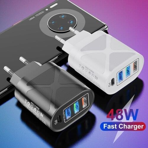 LUPWAY 48W 3USB+PD Fast Charger 2.4A USB Moblile Phone Charger for iphone 12 Pro Samsung S10 Xiaomi Huawei Mate40 Charge Adapter