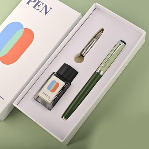 Macaron Color Metal Fountain Pen Writing Business Office Pen Set Student Supplies Office Accessories Ink Pen Gift Box