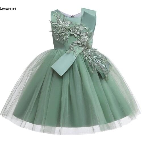 OASHTH Childrens clothing new mesh applique princess wedding dress pettiskirt girls catwalk performance dress