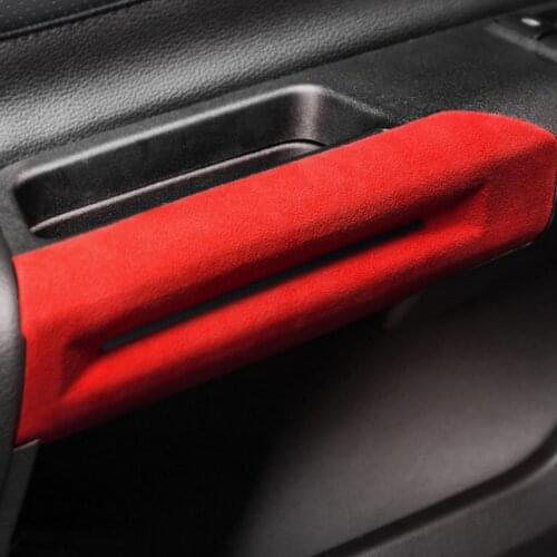 For Ford Mustang 2015-2020 Suede Car Door Armrest Handle Bar Cover Trim Styling Sticker