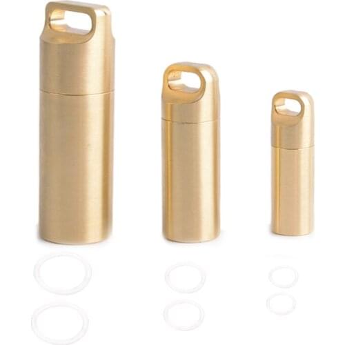 EDC Brass Waterproof Capsule Container Seal Bottle Box First Aid Pill Tank Case 54DE