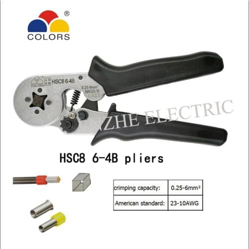 FASEN HSC8 6-4B Tool Mini Self-Adjustable Crimping Plier 23-10AWG Capacity 0.25-6mm2 Length 175mm Black