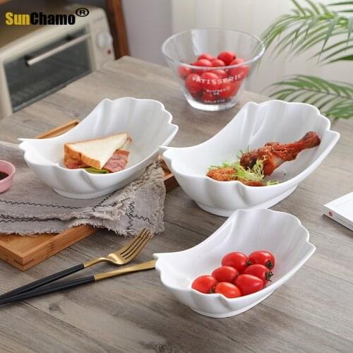 Creative Ceramic Pure White Hotel Tableware Fruit Salad Tableware Dish Snack Western Dining Home Tableware Kitchen Dining Bowls