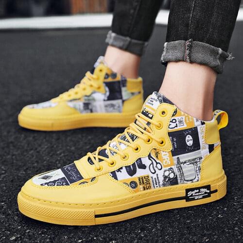 Fashion Graffiti Printed Skateboard Shoes Mens High top Men Sports Sneakers Platform Women Trainers Skate Shoes Running Casual