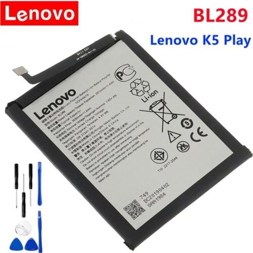 Lenovo Original Battery BL289 3030mAh Battery For Lenovo K5 Play L38011 L38021 Mobile Phone Battery + Free Tools