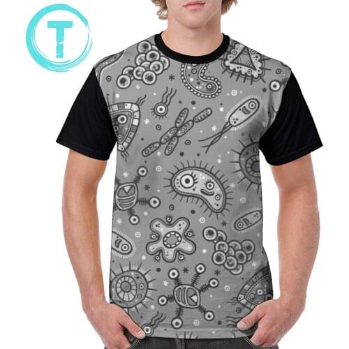 Microbiology T Shirt Microbes Grey Gray T-Shirt Male Short Sleeve Graphic Tee Shirt Plus size Streetwear Print Cute Tshirt