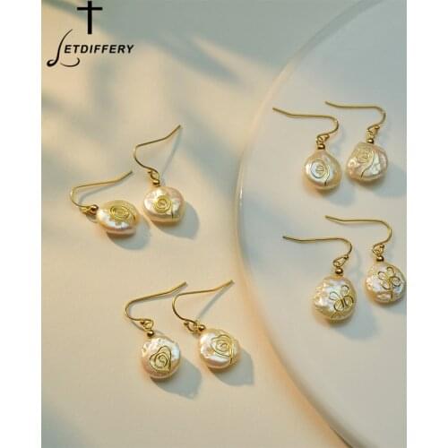 Letdiffery Fashion Vintage Pearl Earring 14k Gold Colorful Dangle Earrings Bohemia New Jewelry for Women Girls Party Gifts