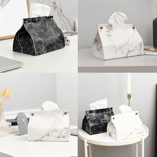 Marble Tissue Box Case Pouch Leather Home Car Napkin Container Towel Paper Dispenser Holder Box Case Table Decoration 2
