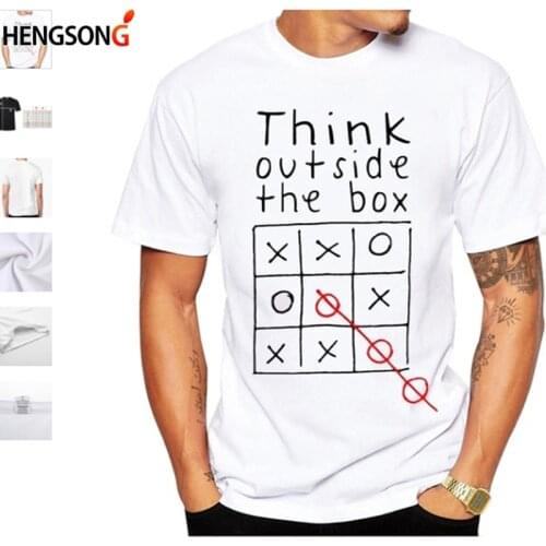 Letter Printed Think Out Side Cool The Box Men T-shirts Casual Tee Short Sleeve Tops Summer Short Sleeve Male T Shirt