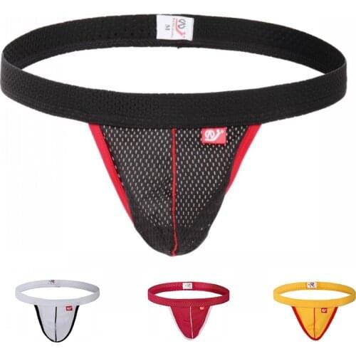 Sexy Men Underwear Thongs Jockstrap Briefs Cuecas Male Panties Gay Men Underwear Jocks Mesh Breathable Backles Thongs